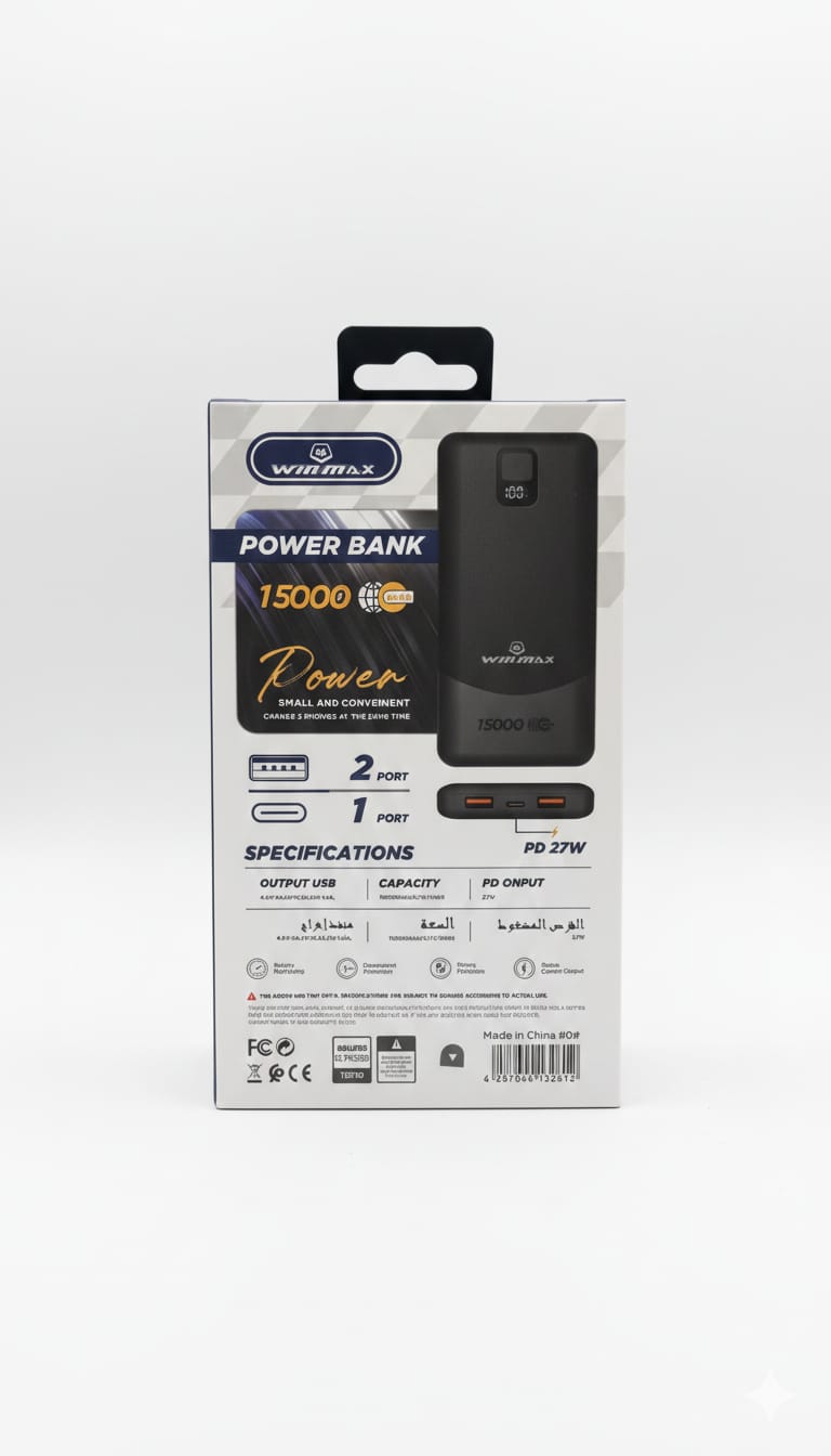 Winmax JW08 15000mAh 65W Fast Charging Power Bank with Digital Display - Image 3