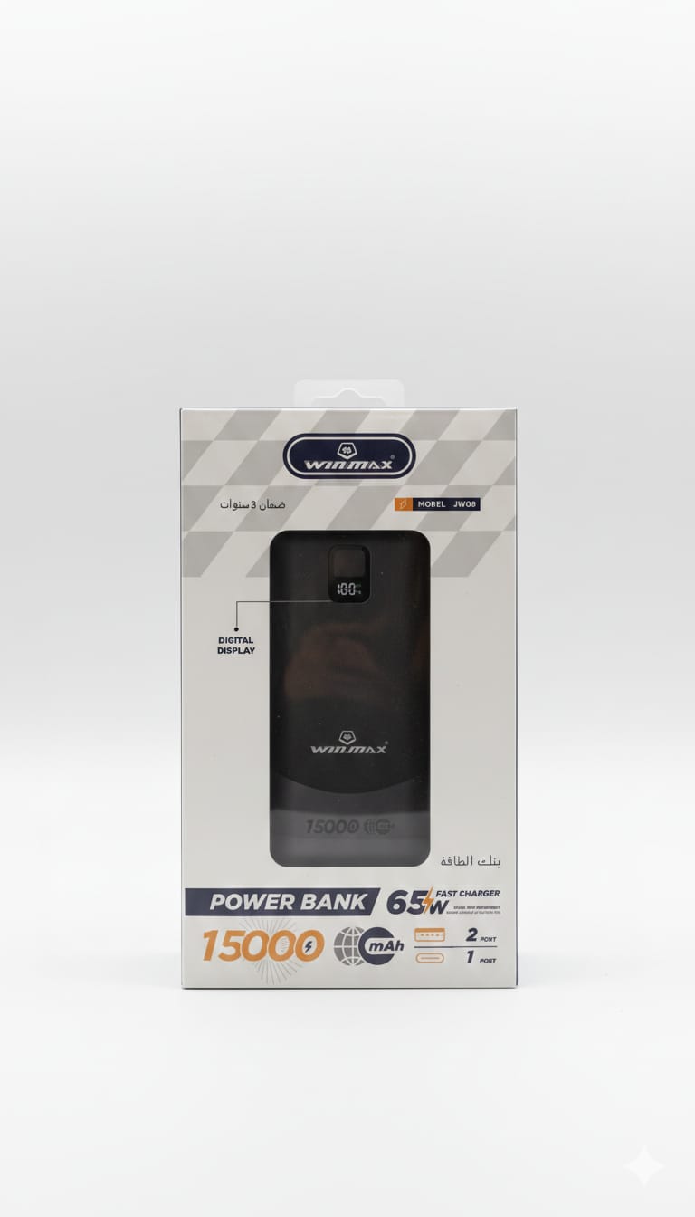 Winmax JW08 15000mAh 65W Fast Charging Power Bank with Digital Display