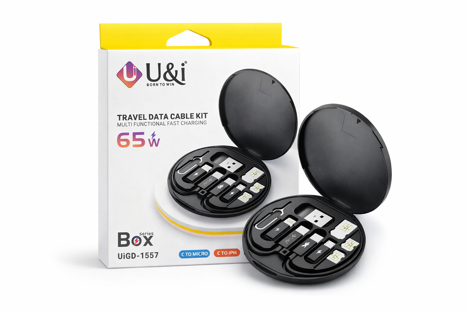 U&i Travel Data Cable Kit (65W Fast Charging)